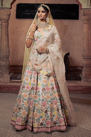 Show Shaa Floral Embroidered Bridal Lehenga Set 