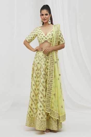 Vandana Sethi Chevron Gota Patti Embellished Lehenga Set 