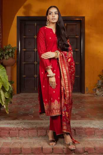 Safaa Yazrin Floral Woven Kurta Set 