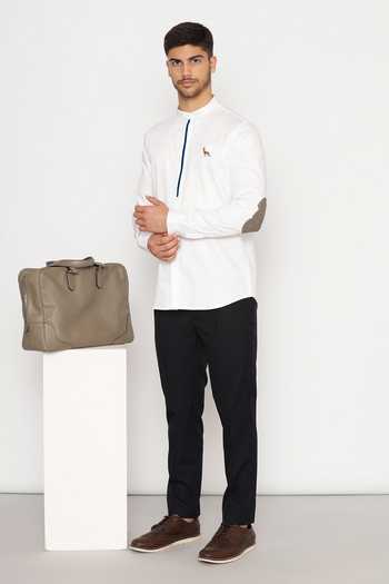 Lacquer Embassy Antler Motif Embroidered White Shirt 