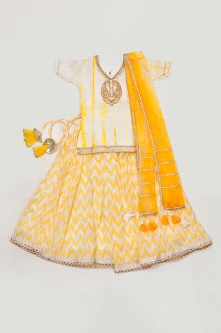 Yuvraani Jaipur Shibori Pattern Blouse Lehenga Set 