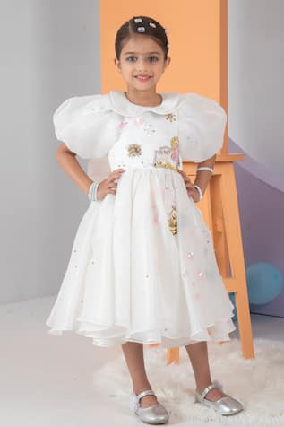 Hand Embroidered Princess Rule Balloon Sleeve Dress 