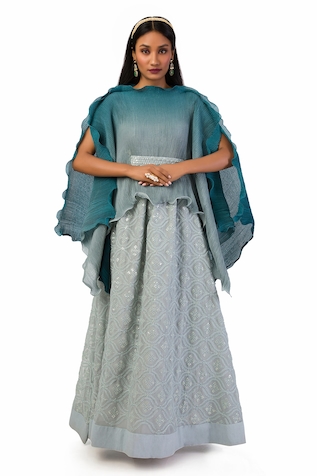Meghna shah Textured Kaftan Top & Skirt Set