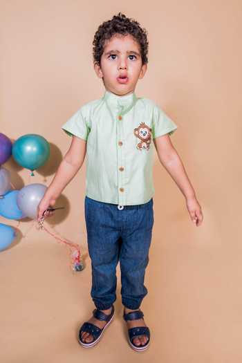 Toplove Monkey Embroidered Shirt 