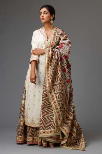 Kora Dori Embroidered Kurta Lehenga Set 