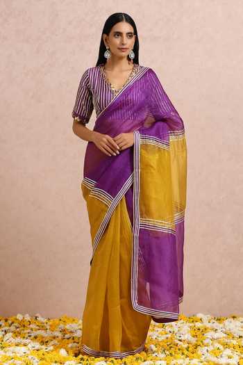 Label Nitika Color Block Saree With Blouse 