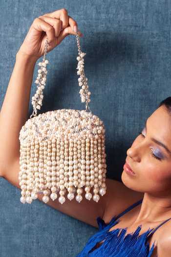 FOREVER NOOR Zuri Embellished Oval Clutch 
