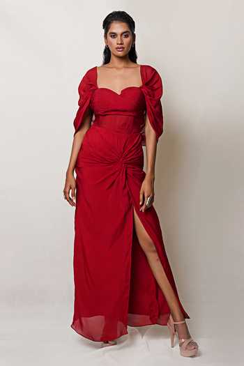 Pinup By Astha Corset Bodice Draped Gown 
