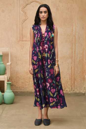 Taro Carnation Printed Shirt Dress 