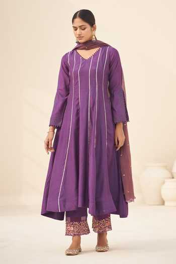 Hirika & Dhruti Zari Stripe Pattern Anarkali Set 