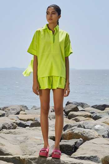 MATI Ekin Pure Cotton Neon Shirt & Shorts Co-ord Set 