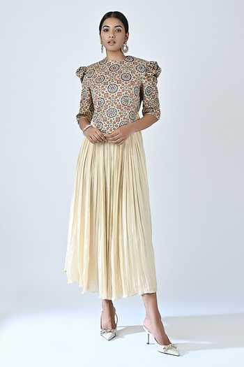 Sejal Kamdar Ajrakh Print Gathered Dress 
