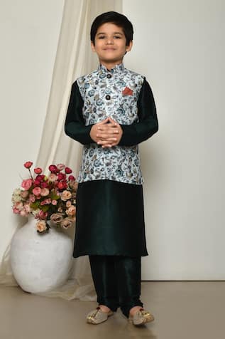 Floral Blossom Print Jacket Kurta Set 