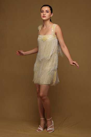Shriya Som Beaded Fringe Mini Dress 