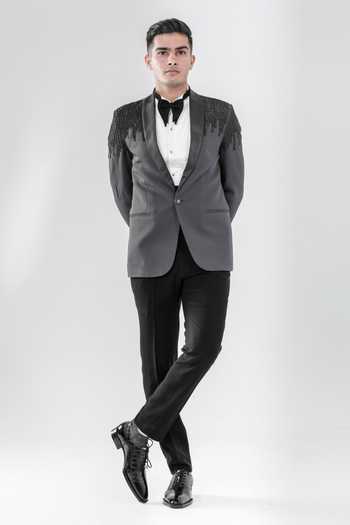 Amrit Dawani Chevron Pattern Tuxedo Set 