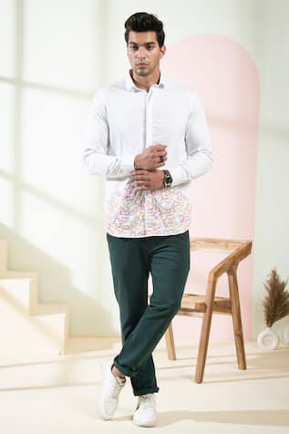 Cloud Placement Embroidered Shirt 