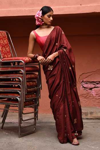 Deep Thee Silk Resham Embroidered Saree With Blouse 