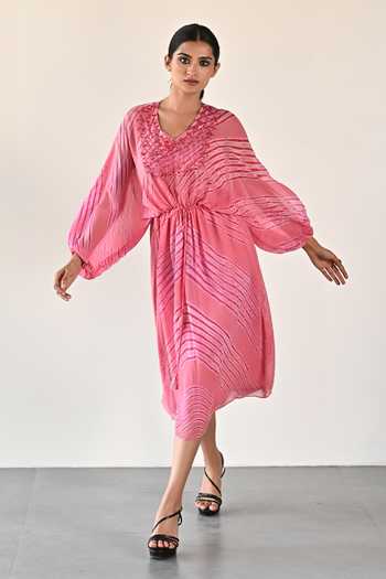 K-Anshika Wave Pattern Gathered Dress 