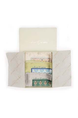 Rabani & Rakha Satin Printed Pocket Square Gift Box - Set of 3
