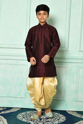 Fleur De Lis Pattern Kurta With Dhoti Pant 