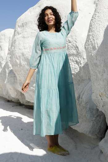 Tatwa Handloom Chanderi Tiered Dress 