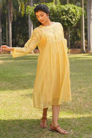 Dhaari Hand Painted Yoke Dress 