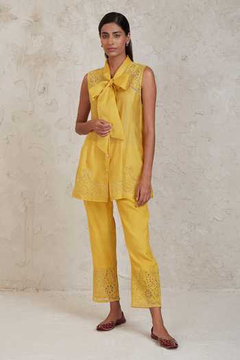 Sue Mue Ifza Handwoven Chanderi Pant Set 