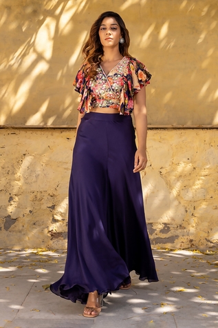 Suruchi Parakh Hand Embroidered Crop Top & Pant Set