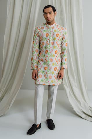 Floral & Leaf Print Kurta Set 