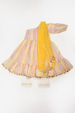 Yuvraani Jaipur One Shoulder Printed Anarakali Set 