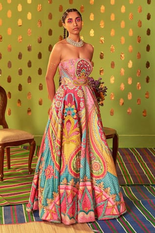 Siddhartha Bansal 3D Embroidered Bandeau Gown 