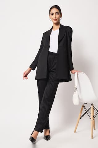 Peak Lapel Collar Coat & Pant Set 