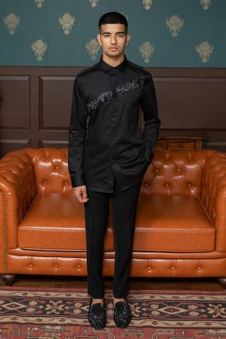 Streak Embroidered Cotton Shirt 