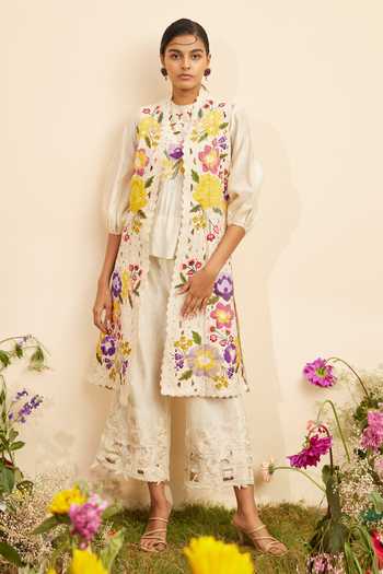 Chandrima Chanderi Flower Patch Work Top 