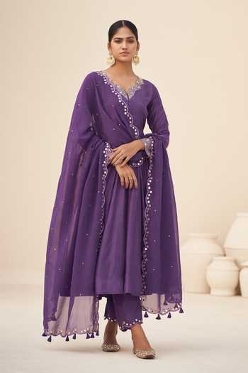 Hirika & Dhruti Cotton Silk Hand Embroidered Anarkali Set 