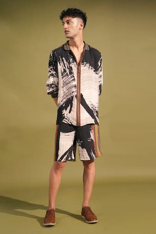 Nikita Mhaisalkar Brush Stroke Print Shirt With Shorts 