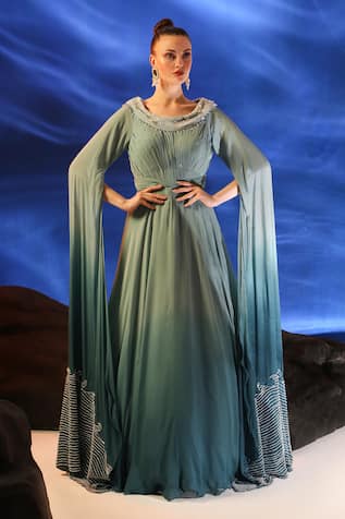 Jade By Ashima Darya Cape Sleeve Gown 