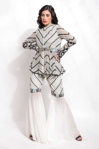 Sonali Gupta Embroidered Peplum Kurta & Sharara Set 