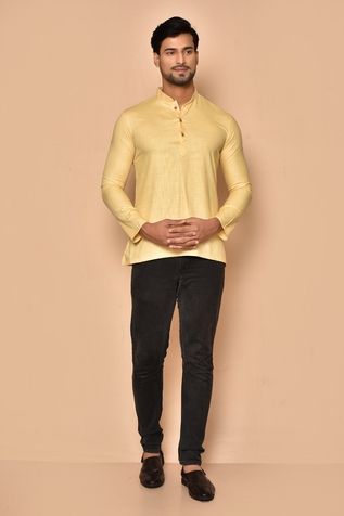 Aryavir Malhotra Full Sleeve Solid Short Kurta