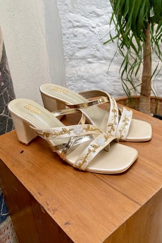 Tiesta Ryka Floral Embellished Block Heels 