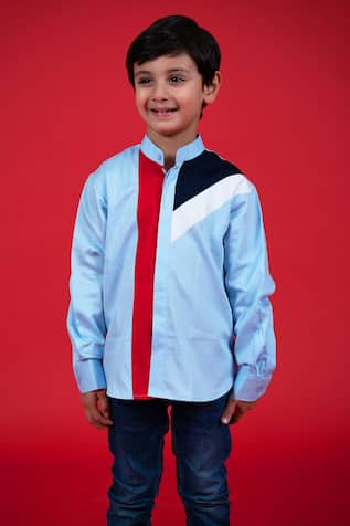 Color Block Cotton Shirt 