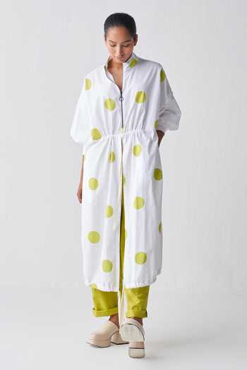 Three Polka Pattern Tunic & Narrow Pant Set 