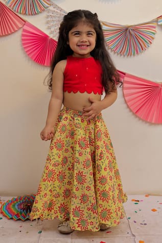 Sunshine Floral Print Skirt With Contrast Top 