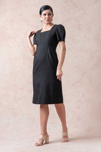 Thetaa Puff Sleeve Midi Dress 