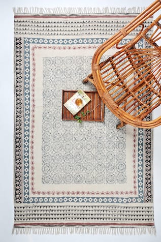 Cotton Circle Hand Block Print Rug 