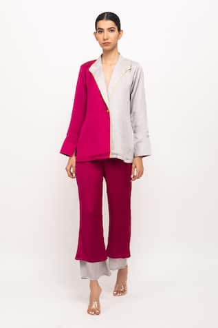 Neora By Nehal Chopra Lapel Collar Blazer Pant Set 