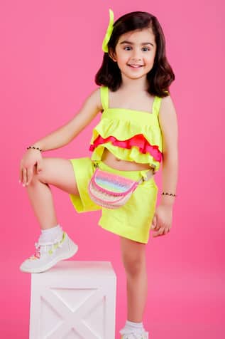 The Little Celebs Cotton Crop Top & Shorts Set 