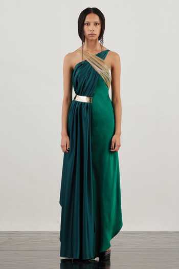 Akhl Halter Neck Draped Gown 