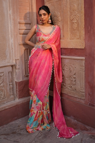 Ruhr India Printed Saree With Blouse