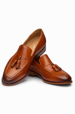 Brown Leather Tassel Loafers 